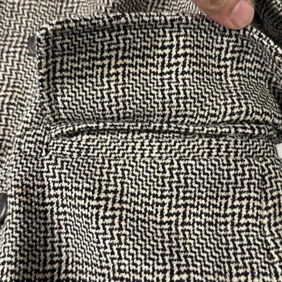 Faconnable Mens Overcoat 40US/50 Italy Black Herringbone 100% Wool Made in Italy - Picture 4 of 10